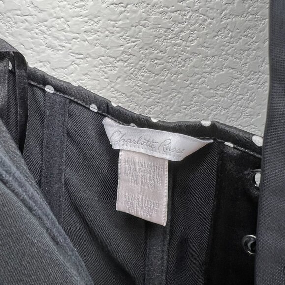 Y2K Charlotte Russe Black Polka Dot Corset Top L - Picture 8 of 8